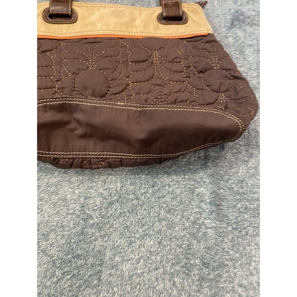 Canvas And Fabric Fossil Key Tote Shoulder Bag Purse - Picture 7 of 13